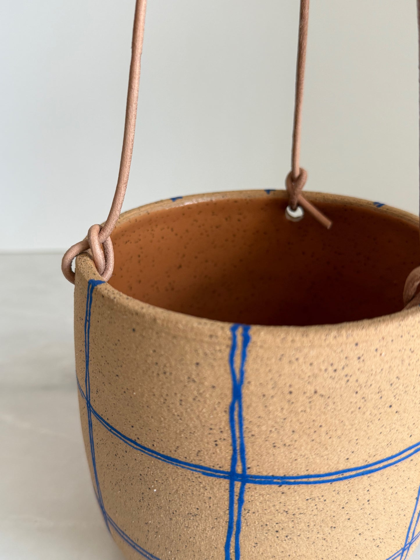 Hanging Planter Plaid Blue