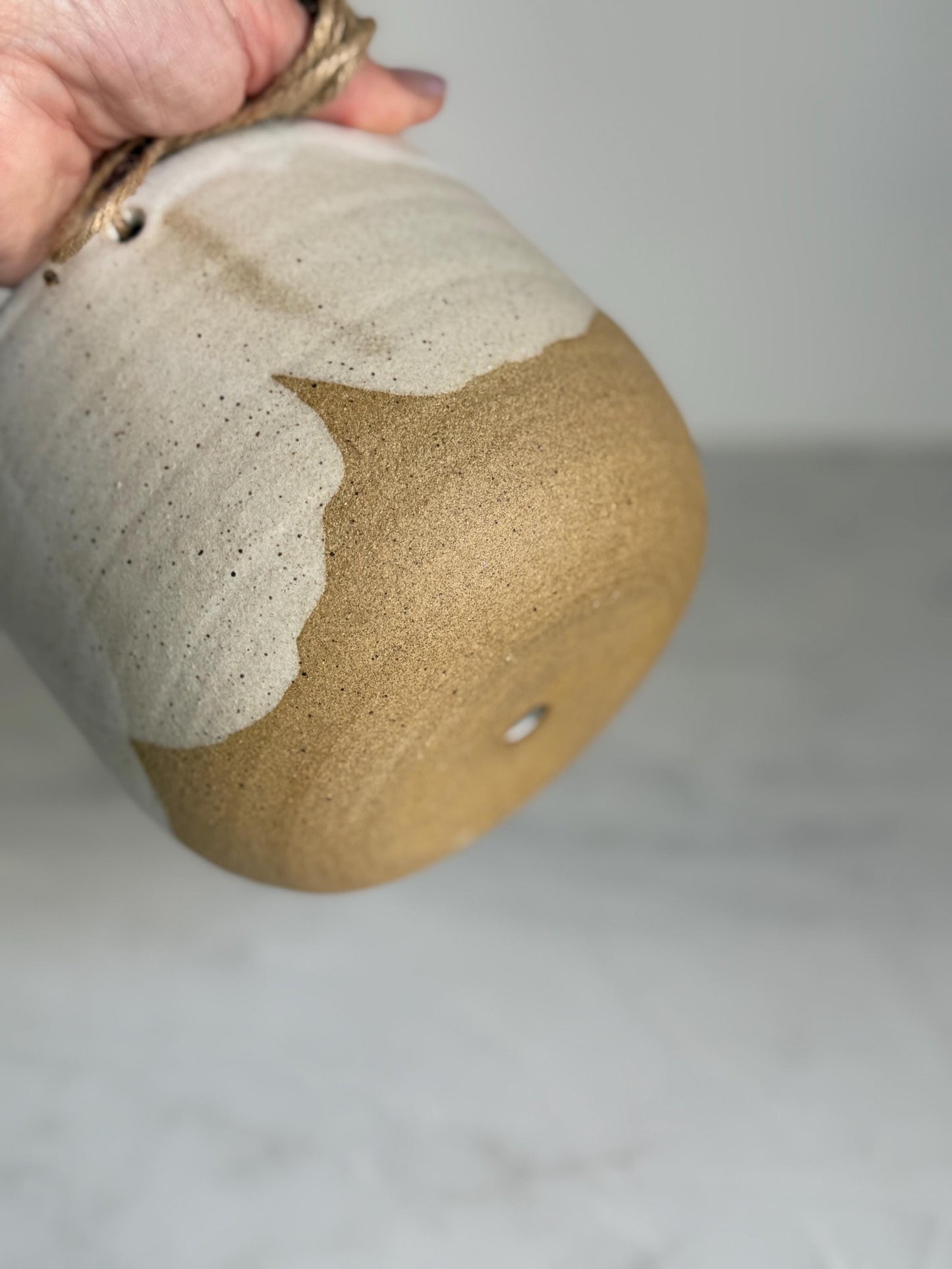 Hanging Planter - Speckled Cream