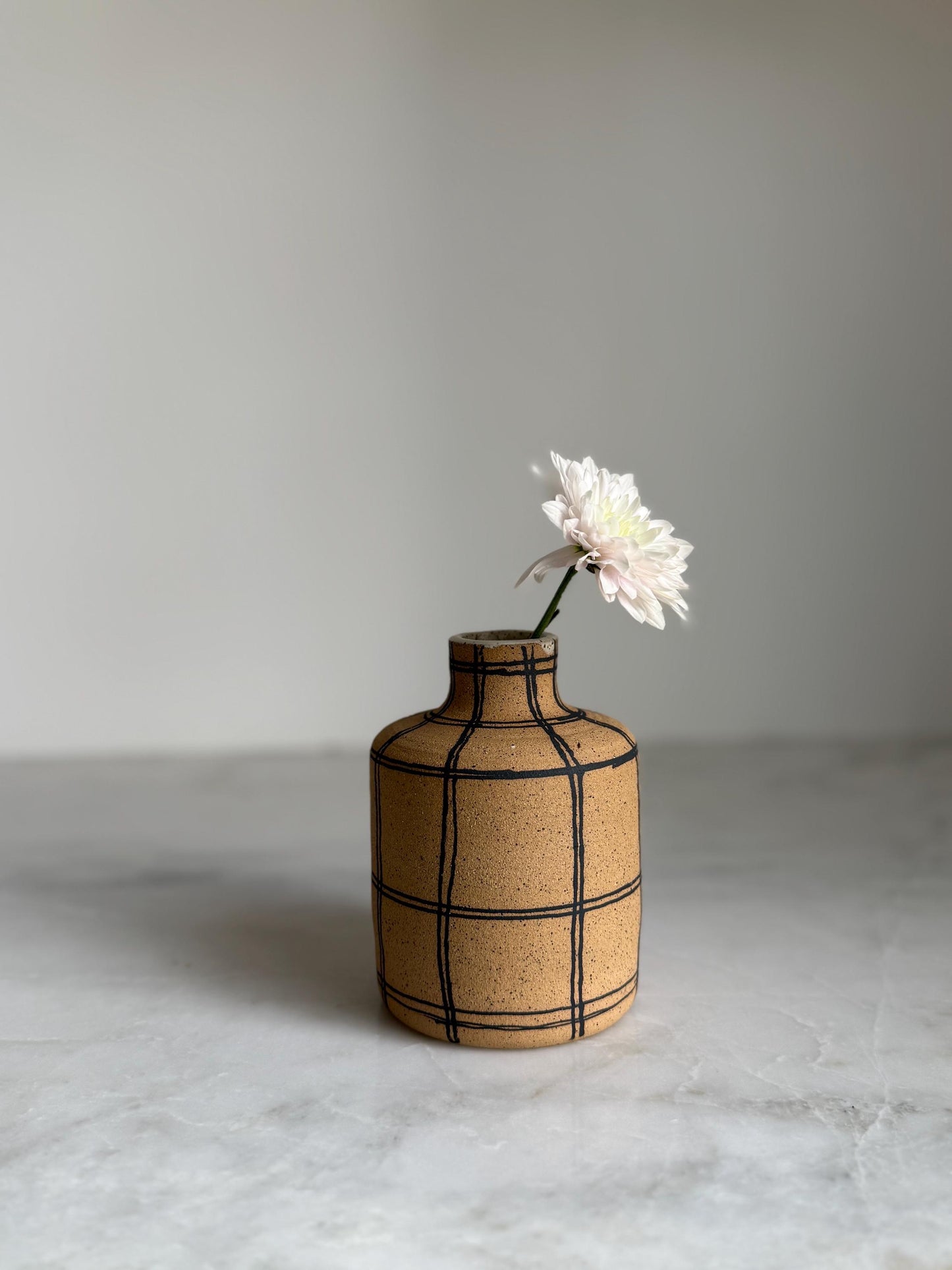 Black Plaid Bud Vase