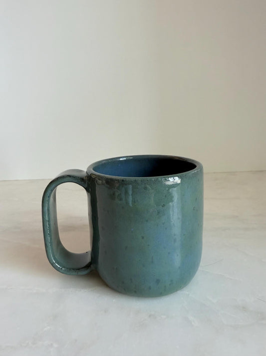 Handmade Cermic Mug Oval Handle / Blue