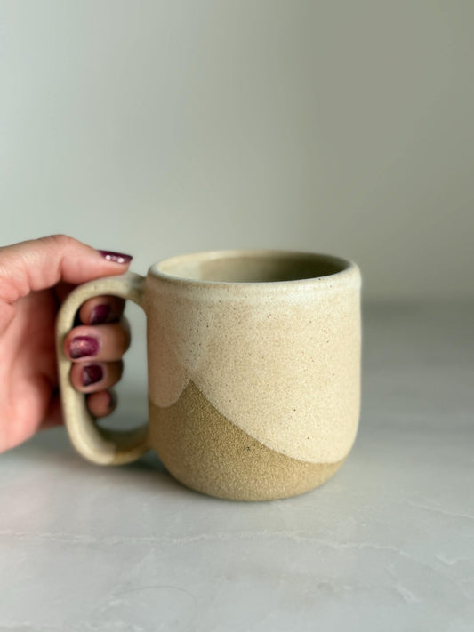 Handmade Cermic Mug Oval Handle / Oatmeal