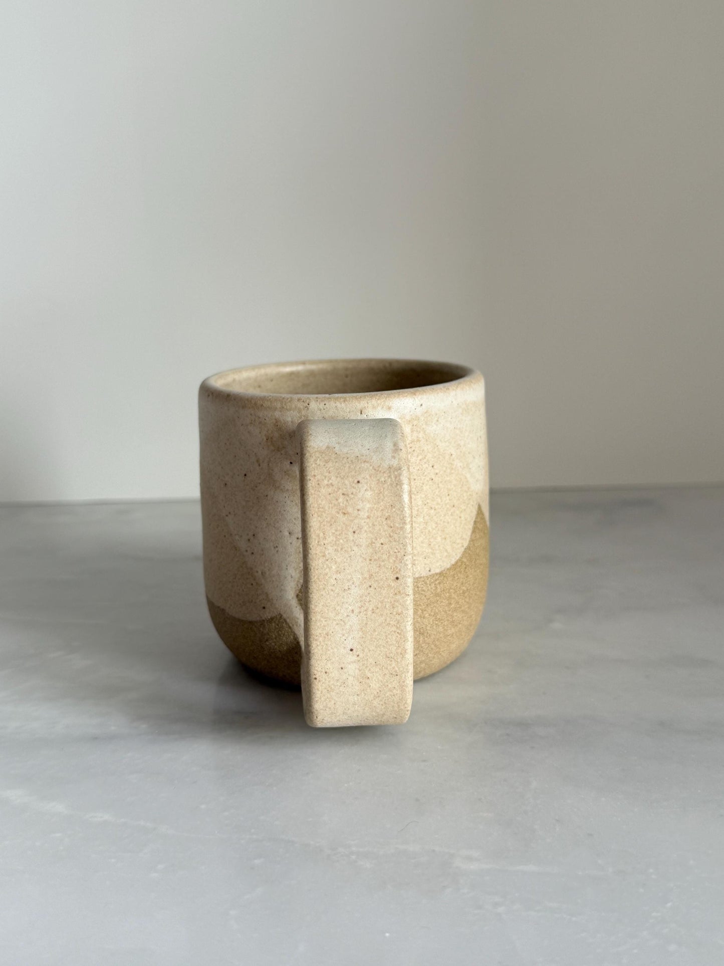 Handmade Cermic Mug Oval Handle / Oatmeal