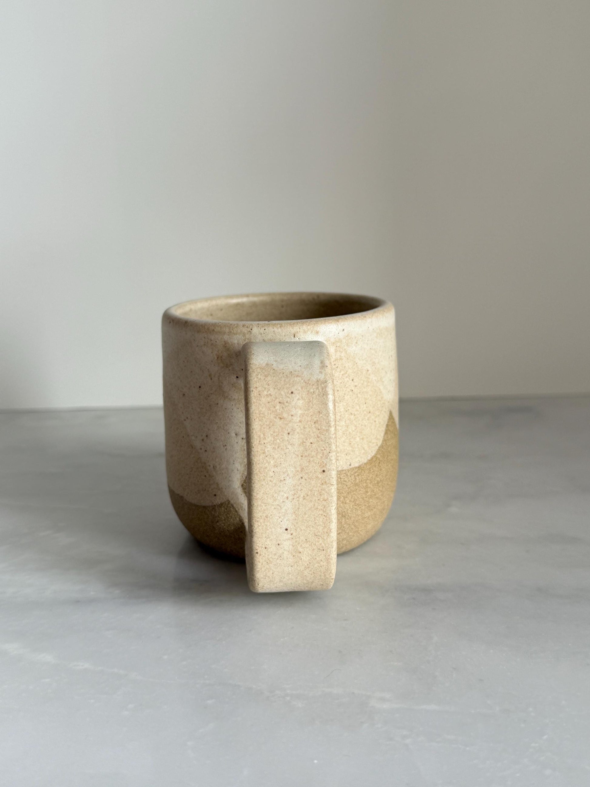 Handmade Cermic Mug Oval Handle / Oatmeal