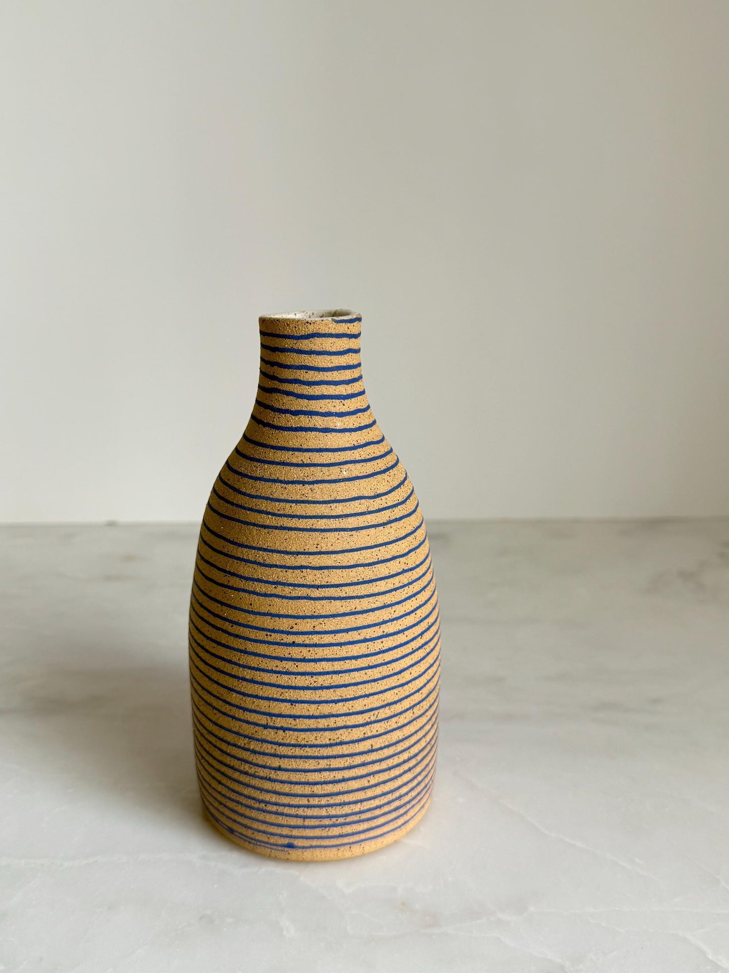 Electric Blue Striped Vase