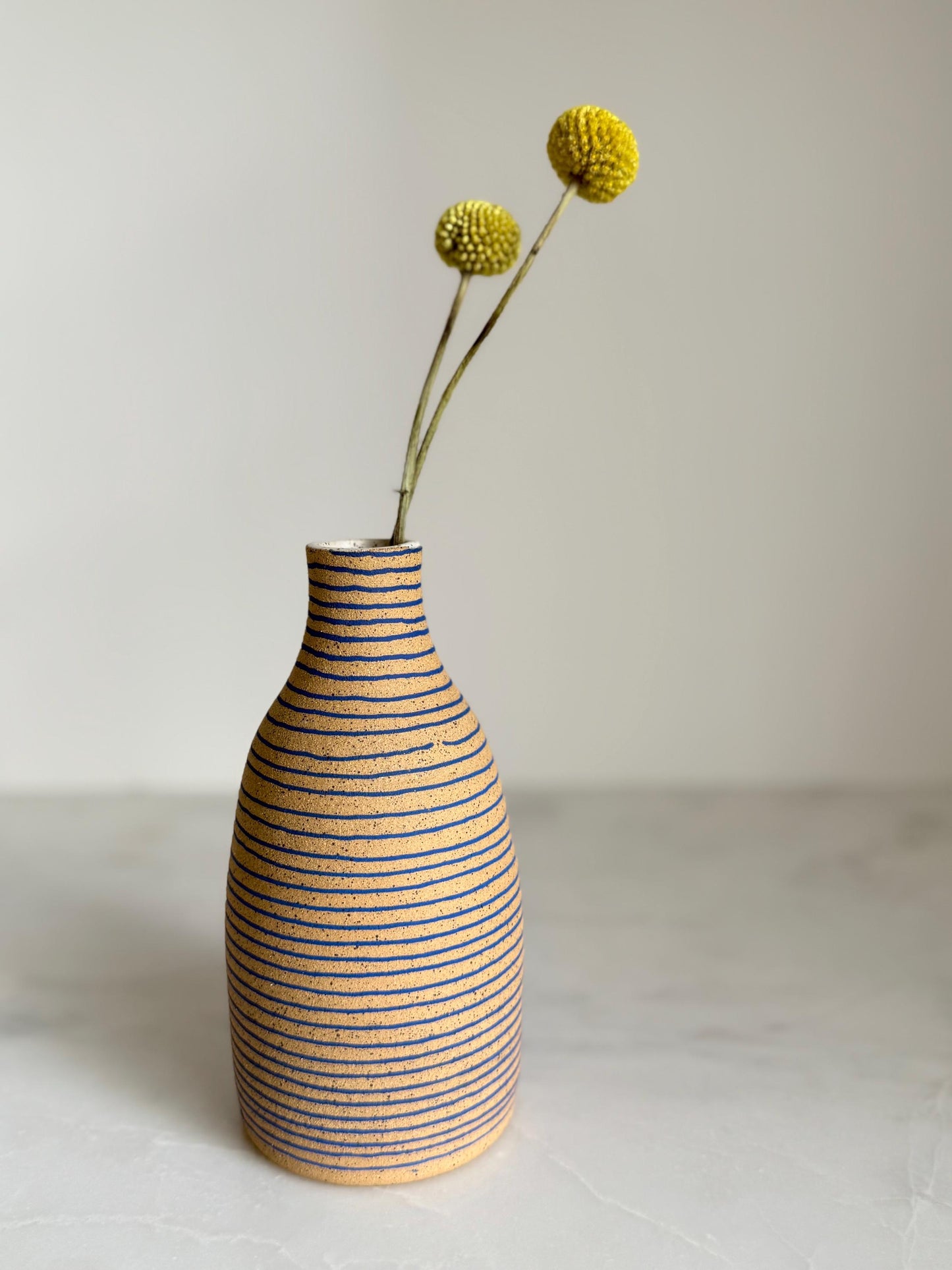 Electric Blue Striped Vase