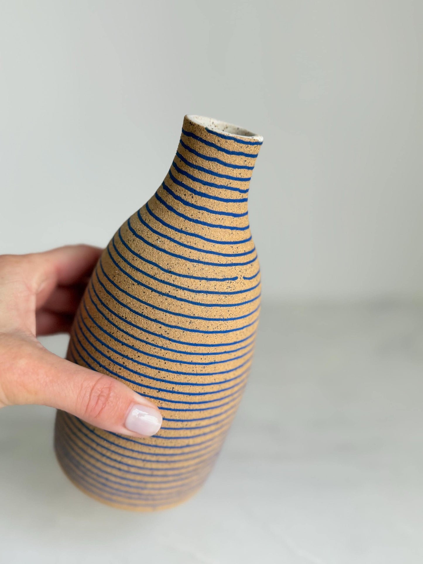 Electric Blue Striped Vase