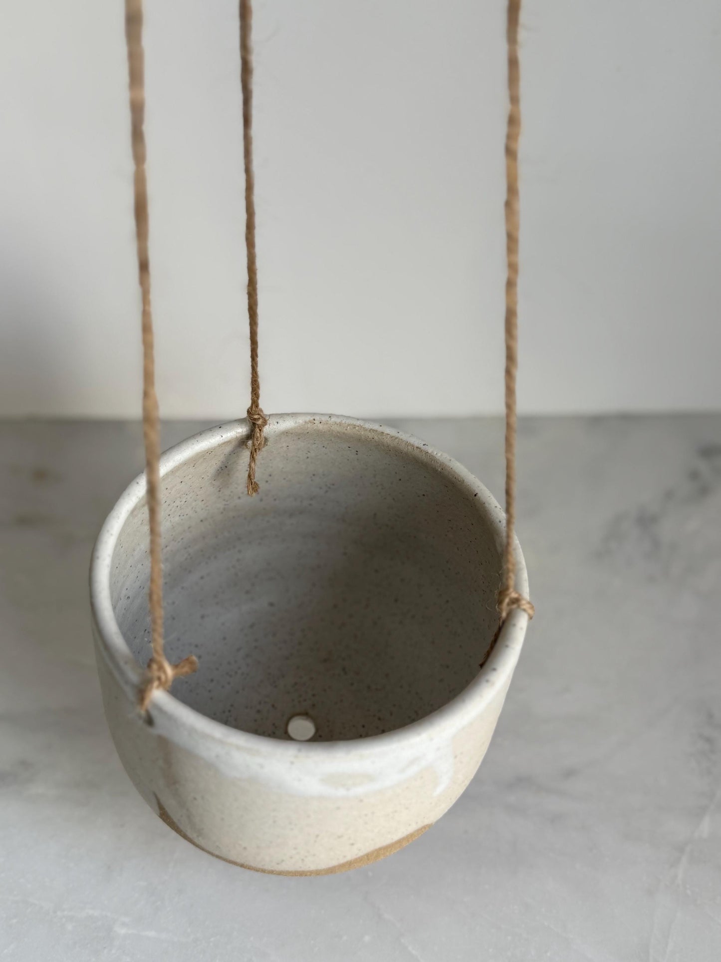 Hanging Planter - Speckled Cream