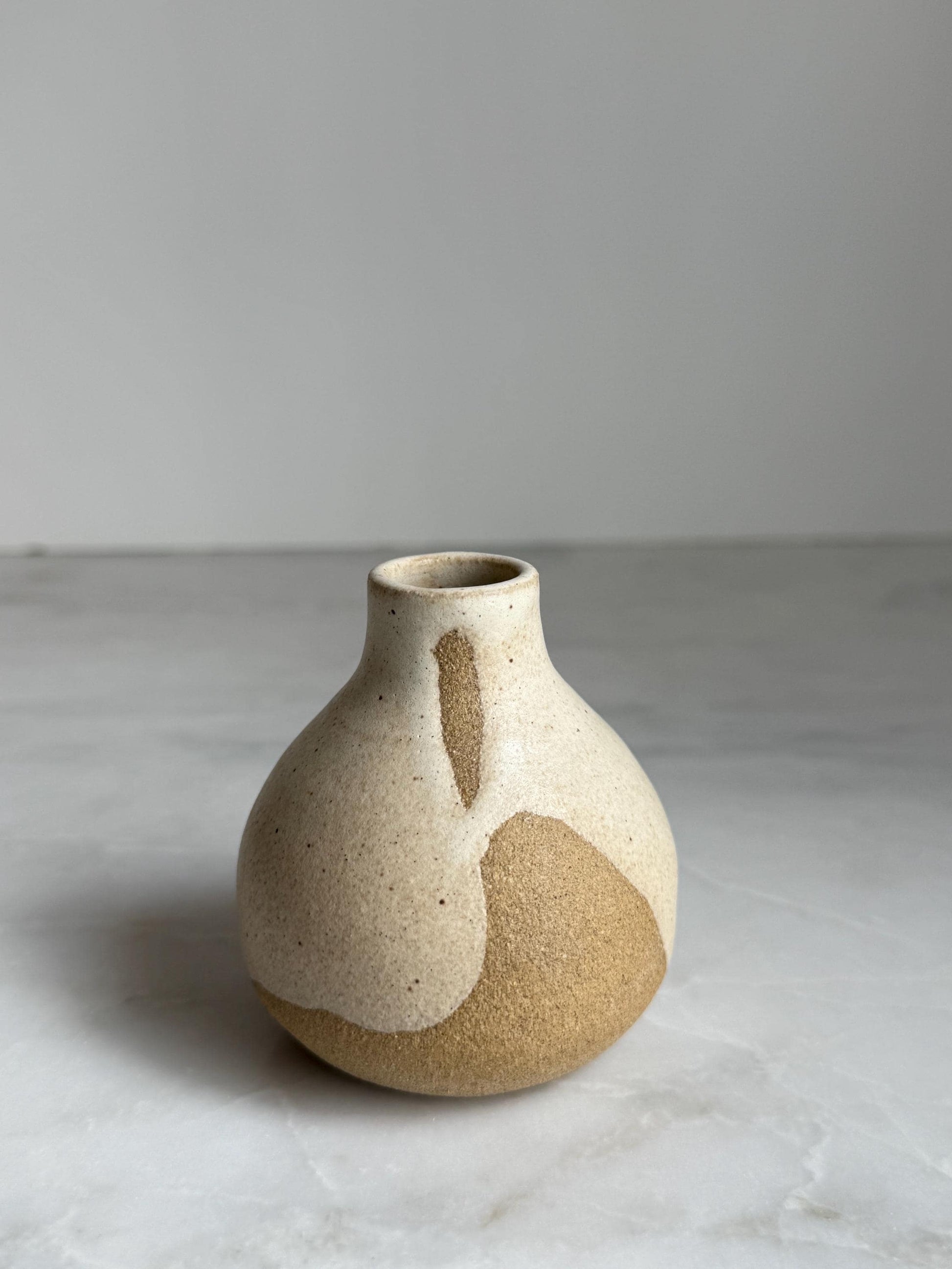 Cream Bottleneck Bud Vase