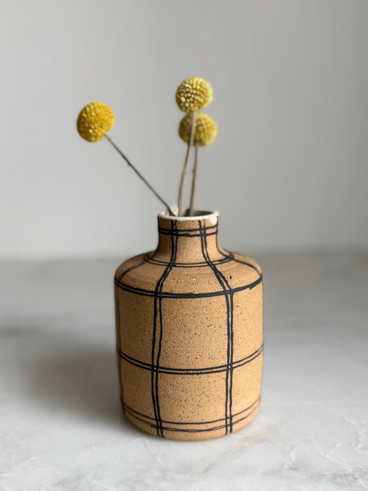 Black Plaid Bud Vase