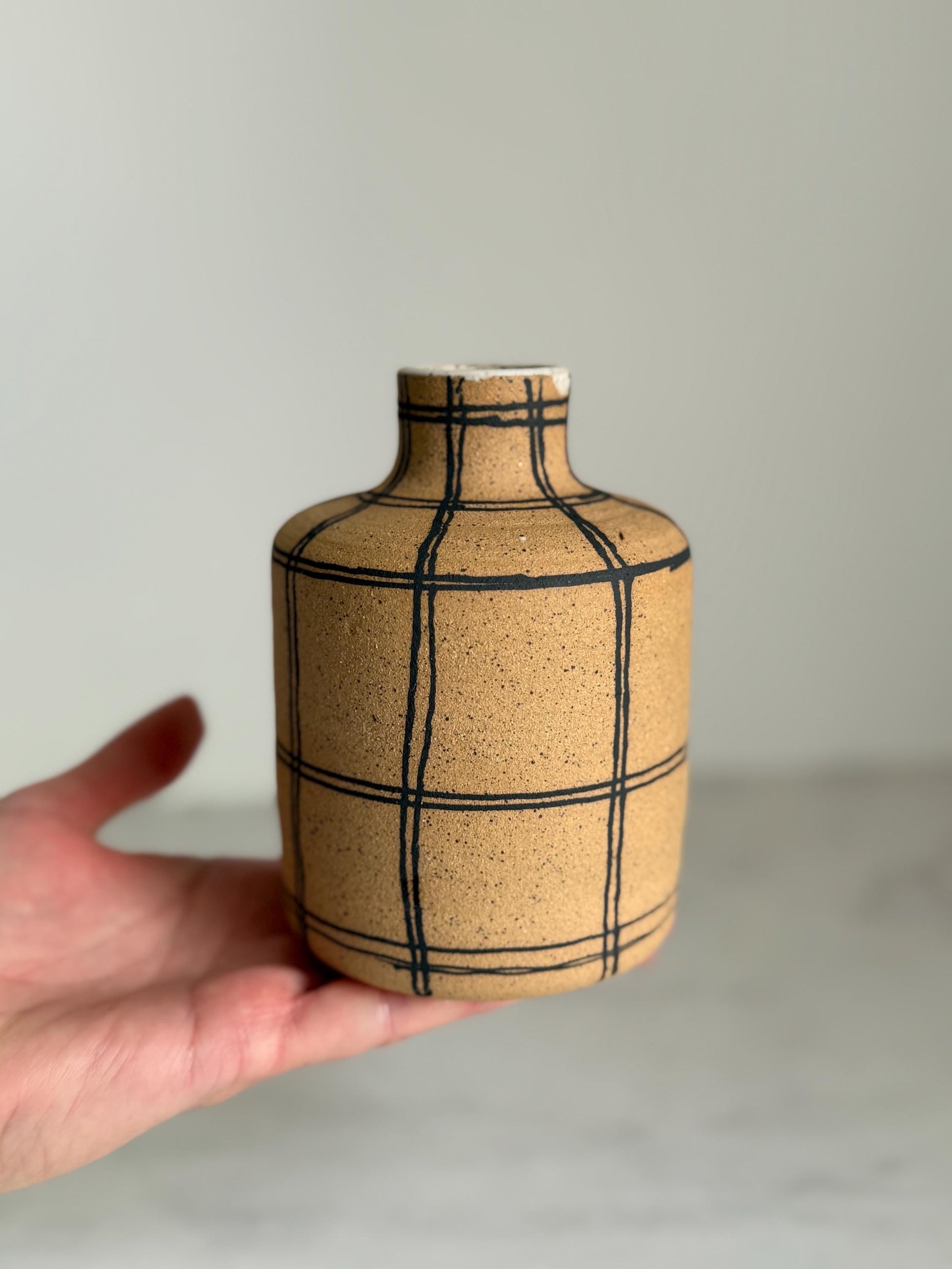 Black Plaid Bud Vase