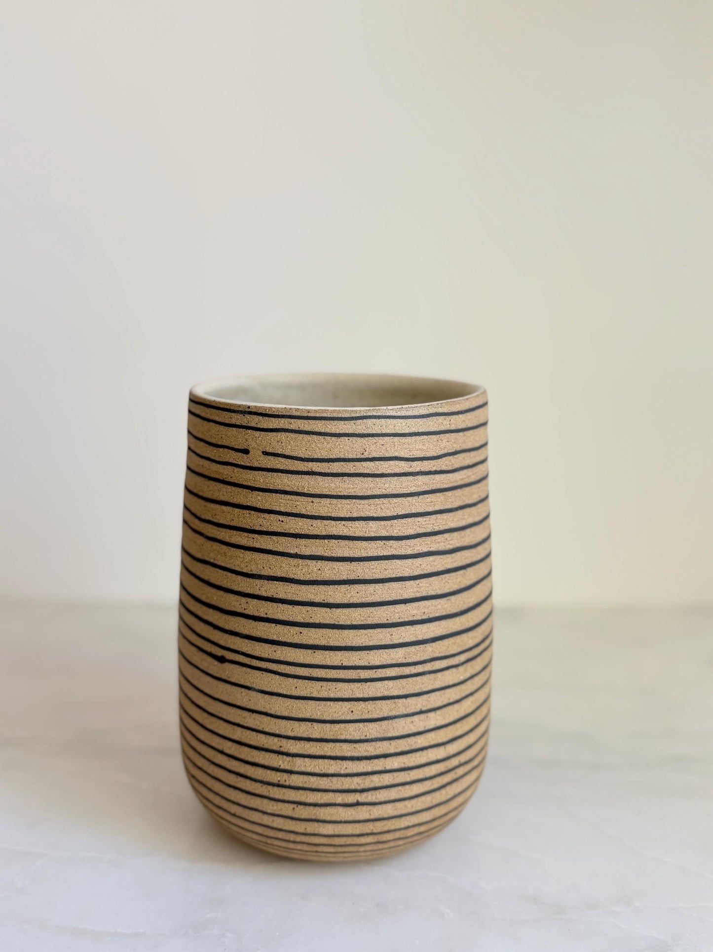 Ceramic Horizontal Striped Vase/Utencil Holder