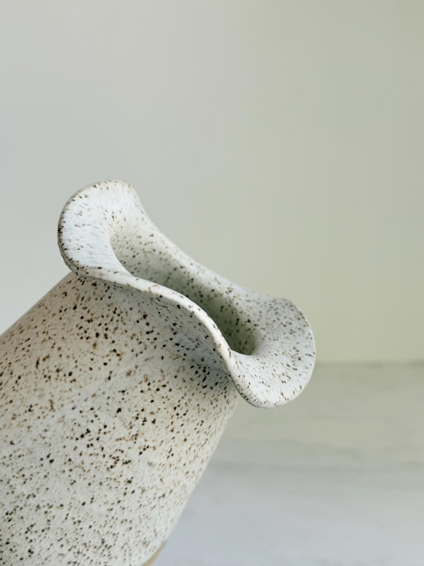Flared Bloom Ceramic Vase - Speckled Cream