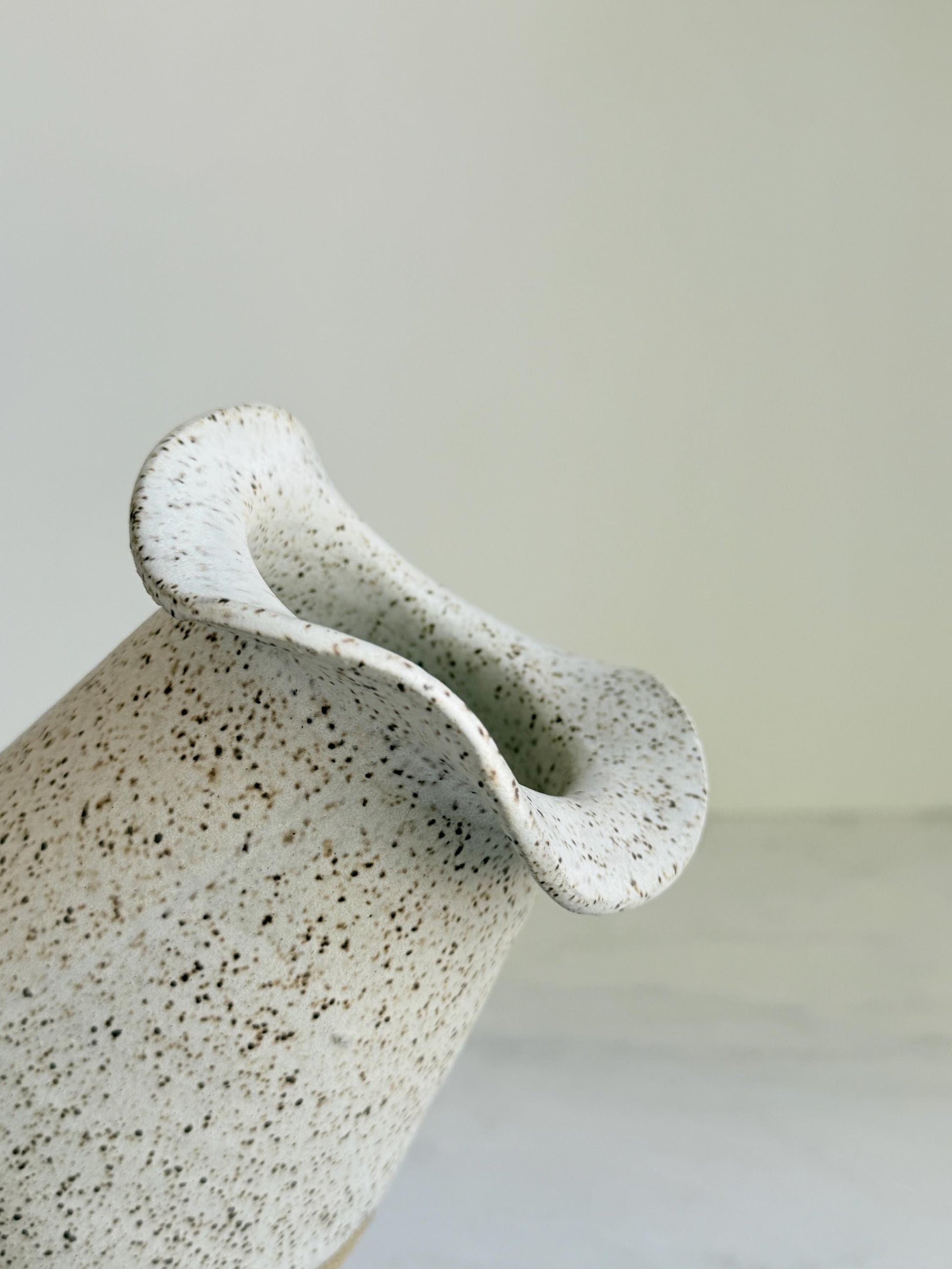 Flared Bloom Ceramic Vase - Speckled Cream