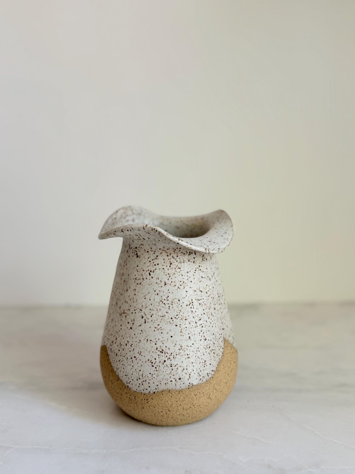 Flared Bloom Ceramic Vase - Speckled Cream