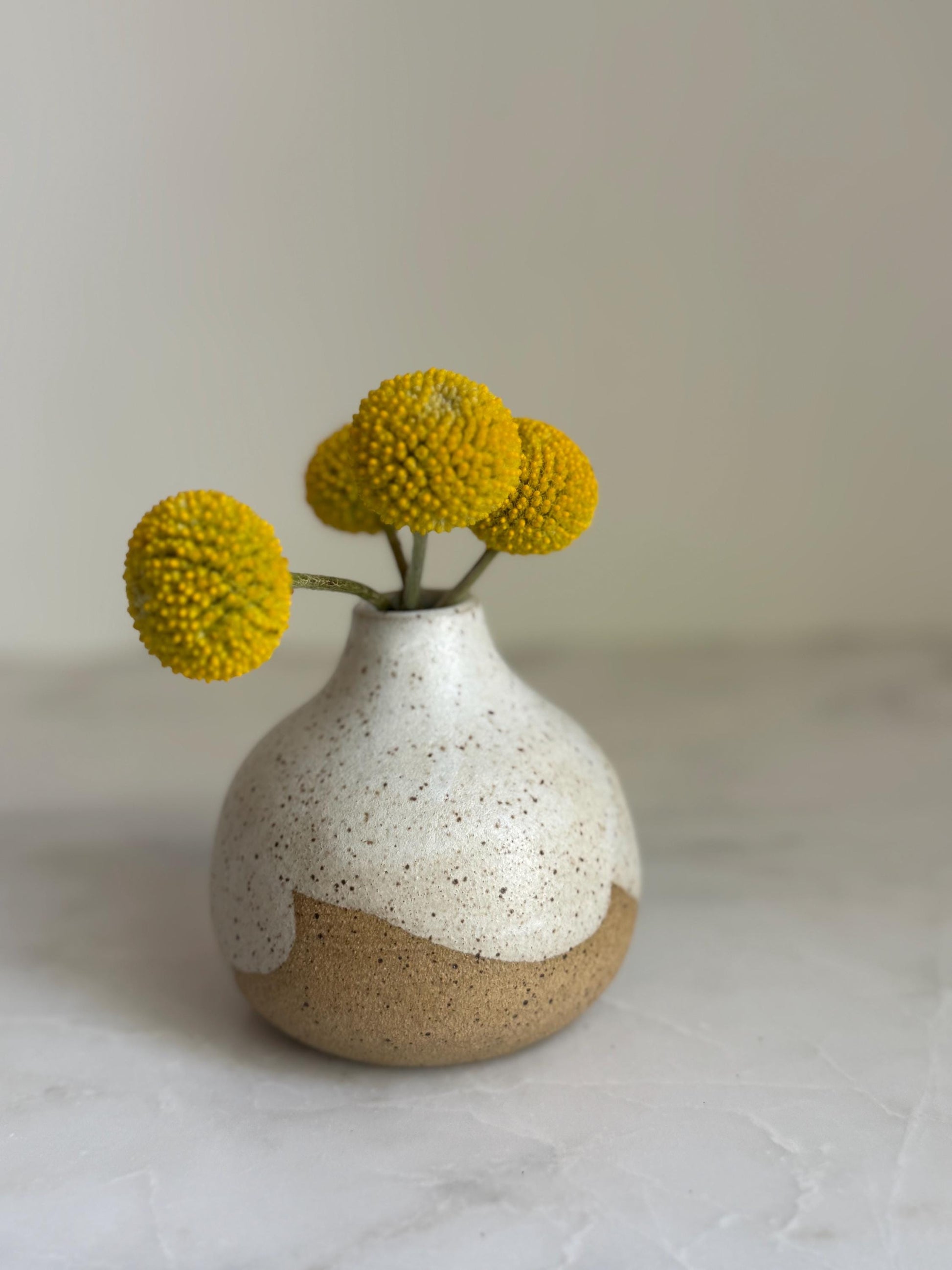 Speckled Cream Bottleneck Bud Vase - 3.5 inch