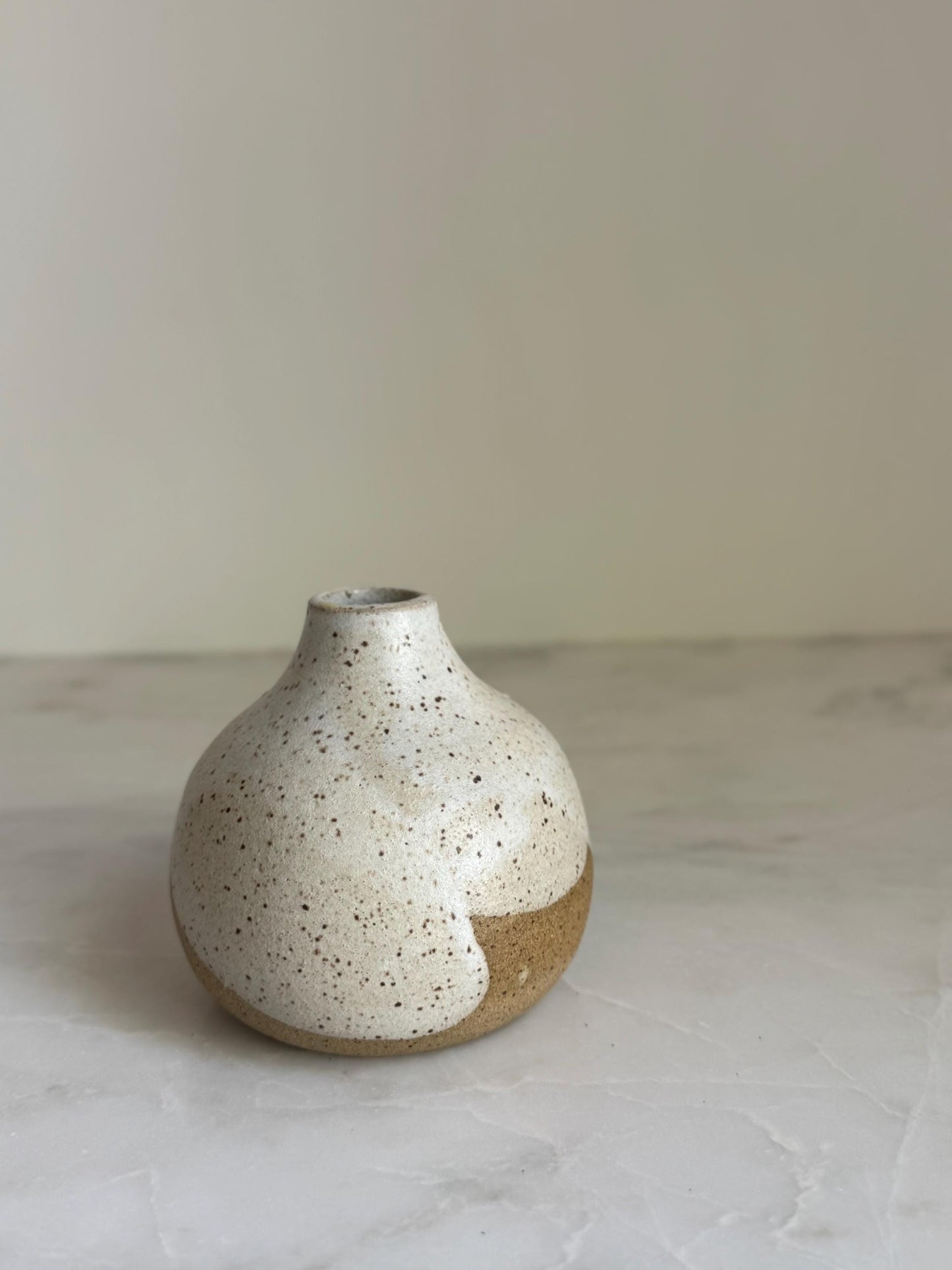Speckled Cream Bottleneck Bud Vase - 3.5 inch