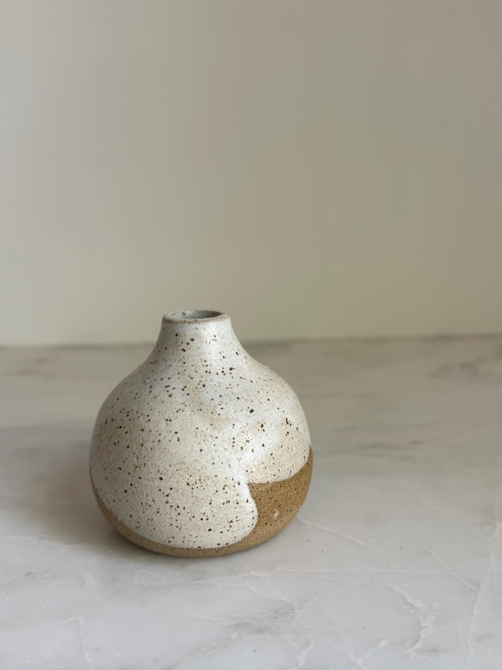 Speckled Cream Bottleneck Bud Vase - 3.5 inch