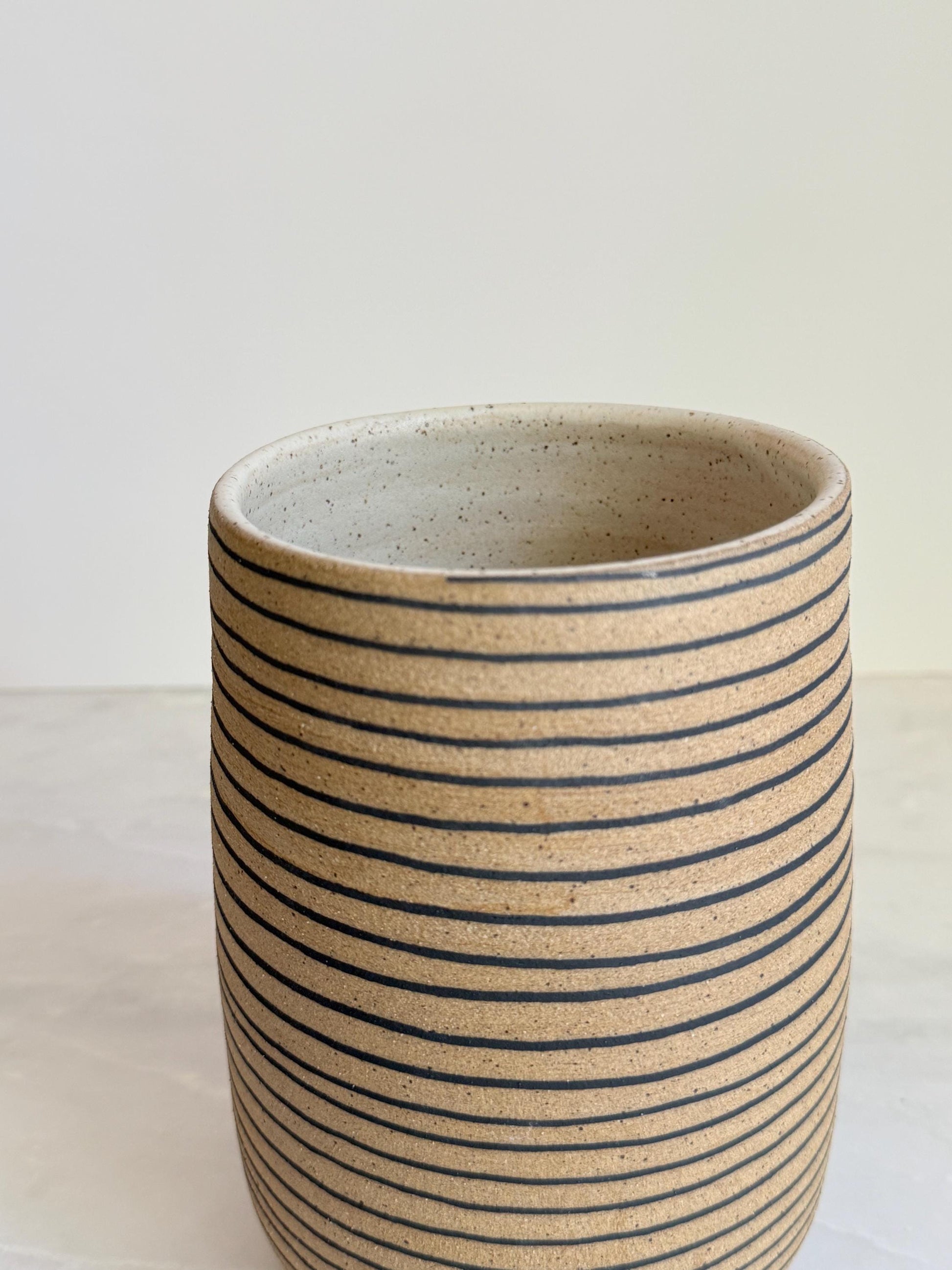 Ceramic Horizontal Striped Vase/Utencil Holder