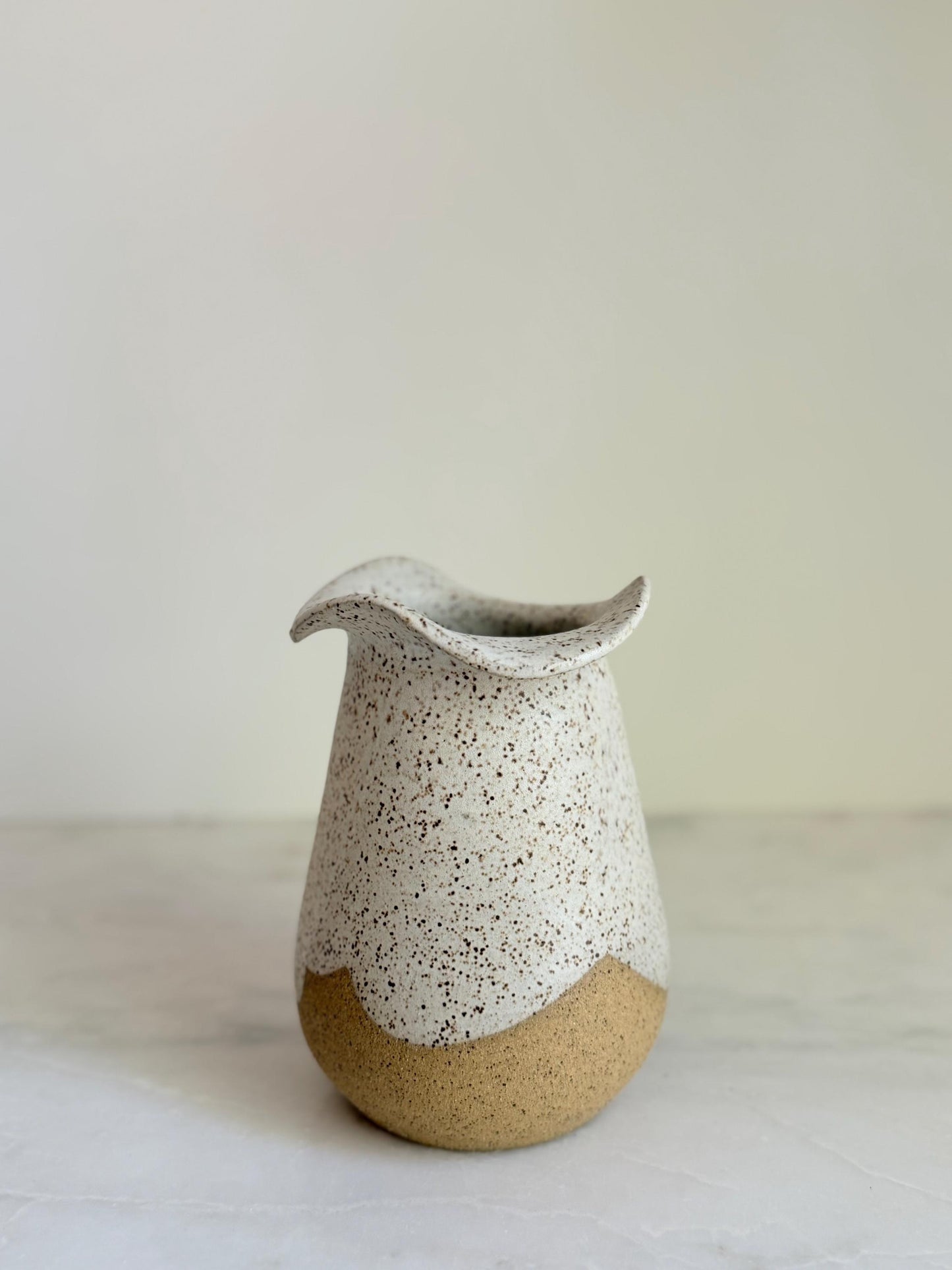 Flared Bloom Ceramic Vase - Speckled Cream