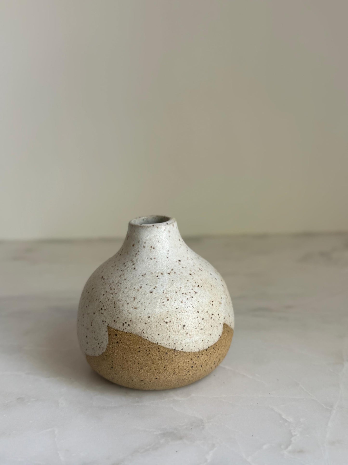Speckled Cream Bottleneck Bud Vase - 3.5 inch