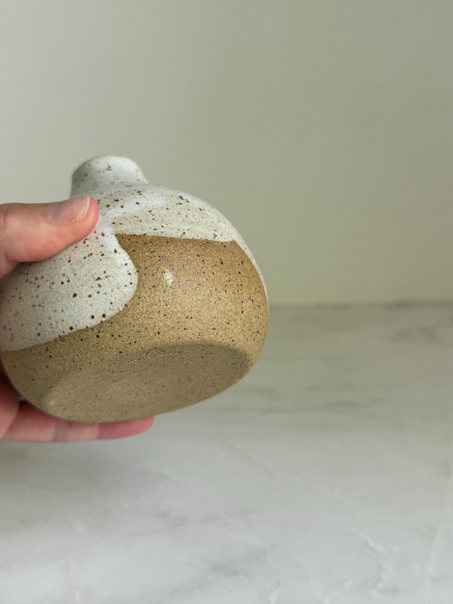 Speckled Cream Bottleneck Bud Vase - 3.5 inch