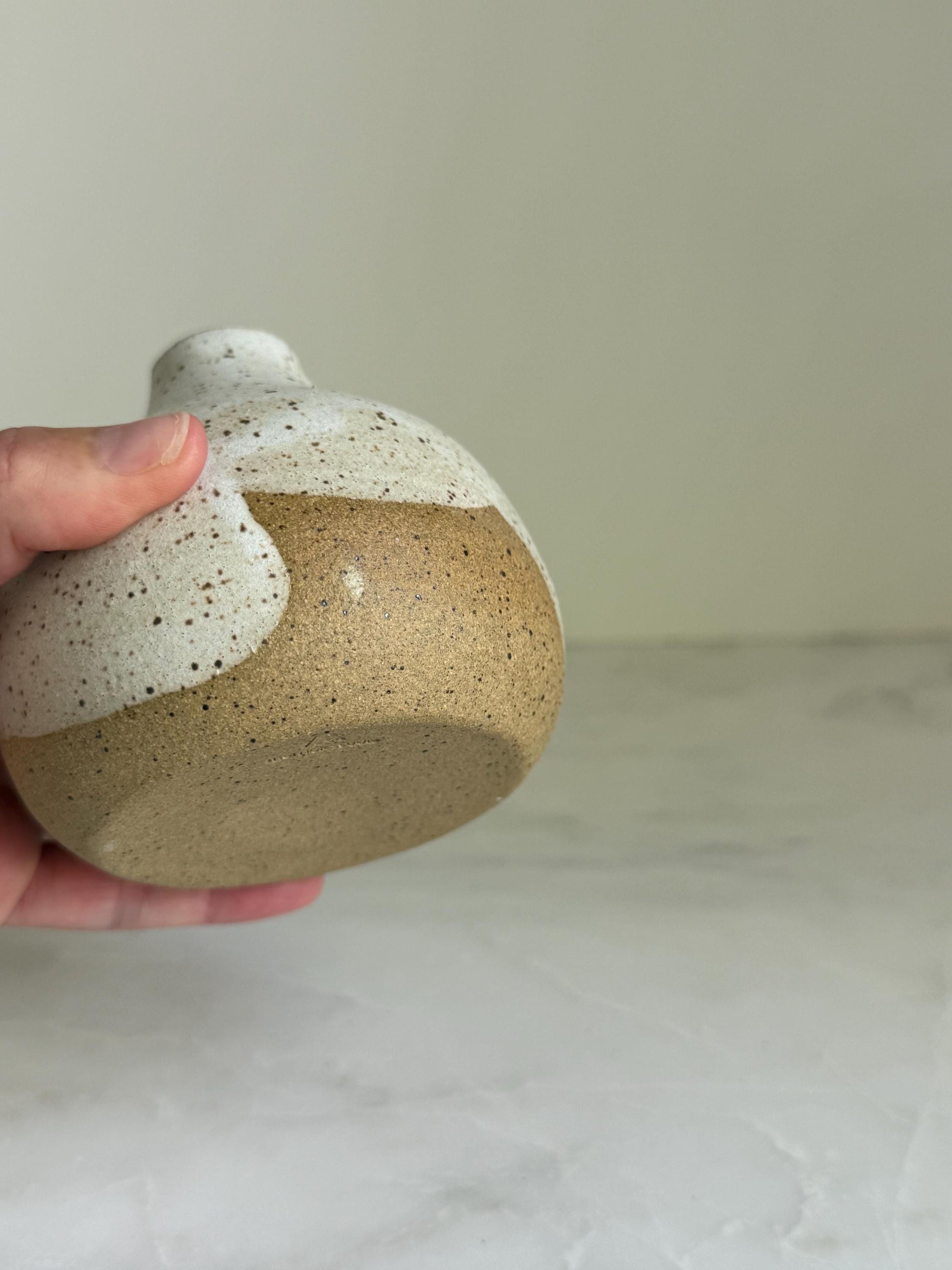 Speckled Cream Bottleneck Bud Vase - 3.5 inch