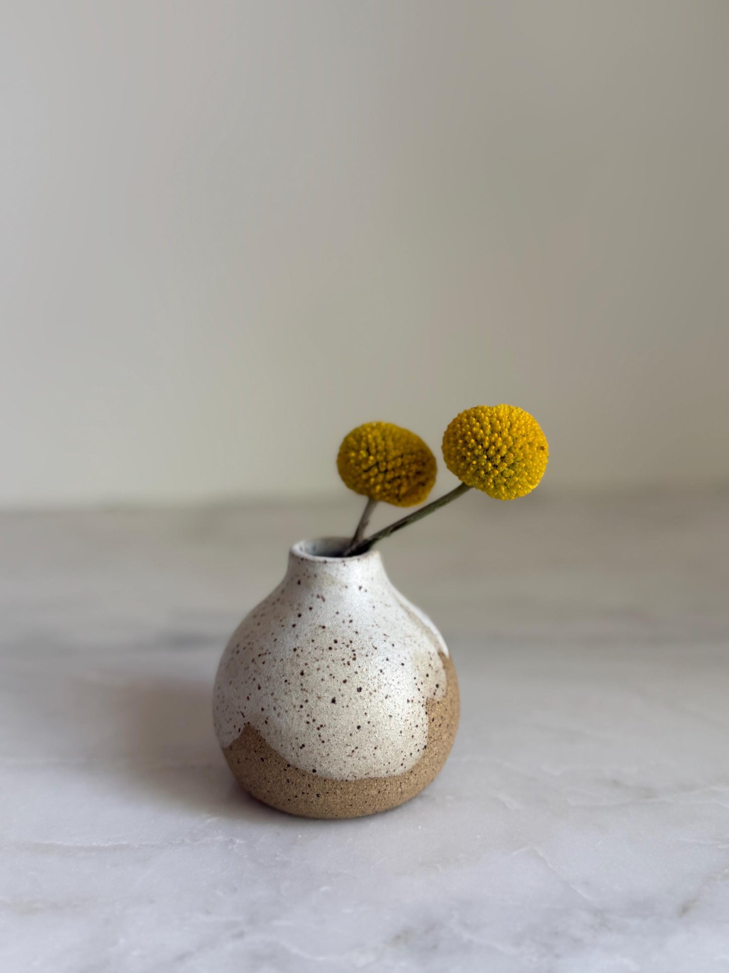 Speckled Cream Bottleneck Bud Vase - 3 inch