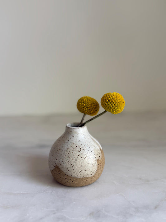 Speckled Cream Bottleneck Bud Vase - 3 inch