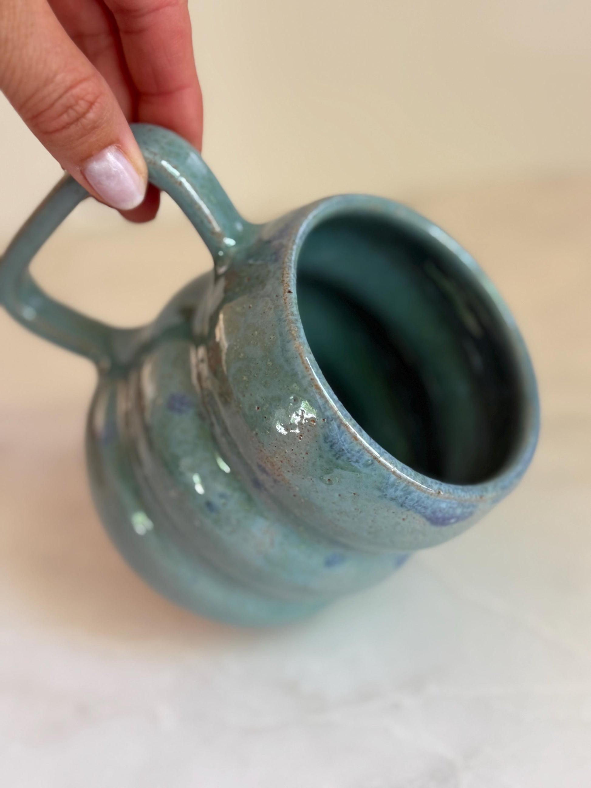 Handmade Ripple Mug - Seafoam