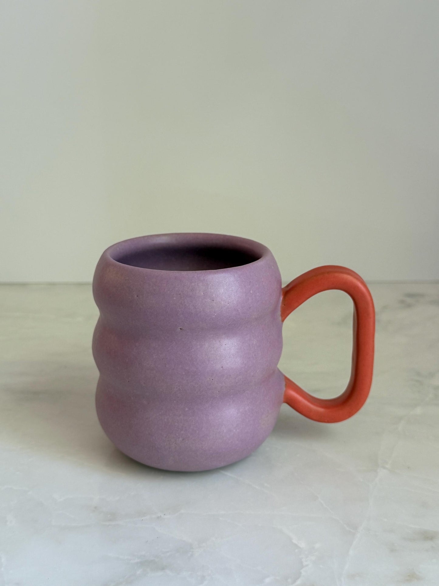 Handmade Two-Tone Mug - Purple/Coral Handle