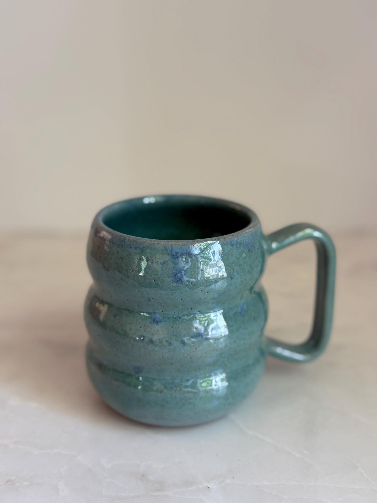 Handmade Ripple Mug - Seafoam