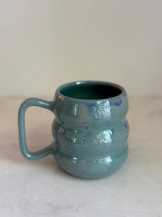 Handmade Ripple Mug - Seafoam