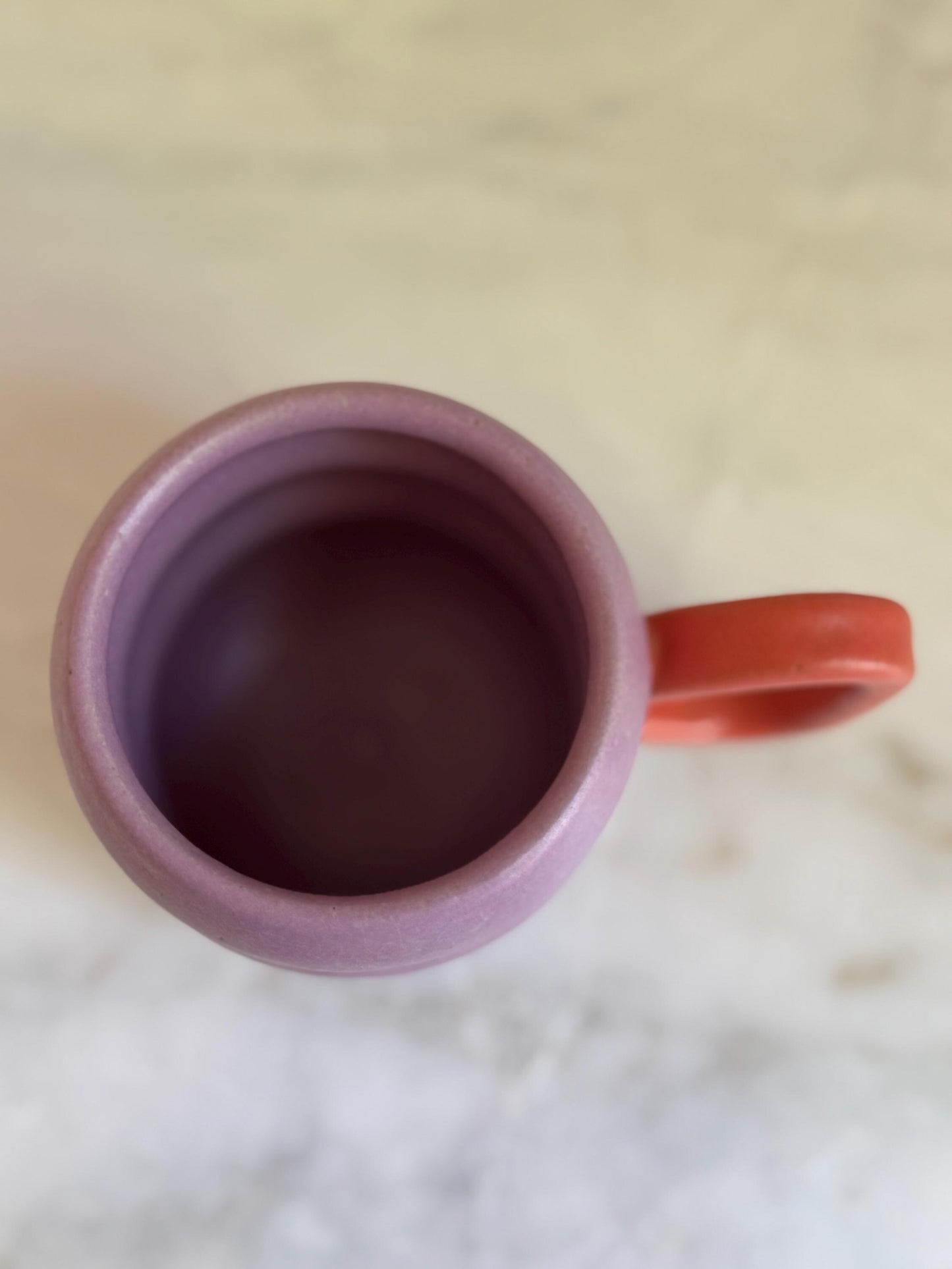 Handmade Two-Tone Mug - Purple/Coral Handle