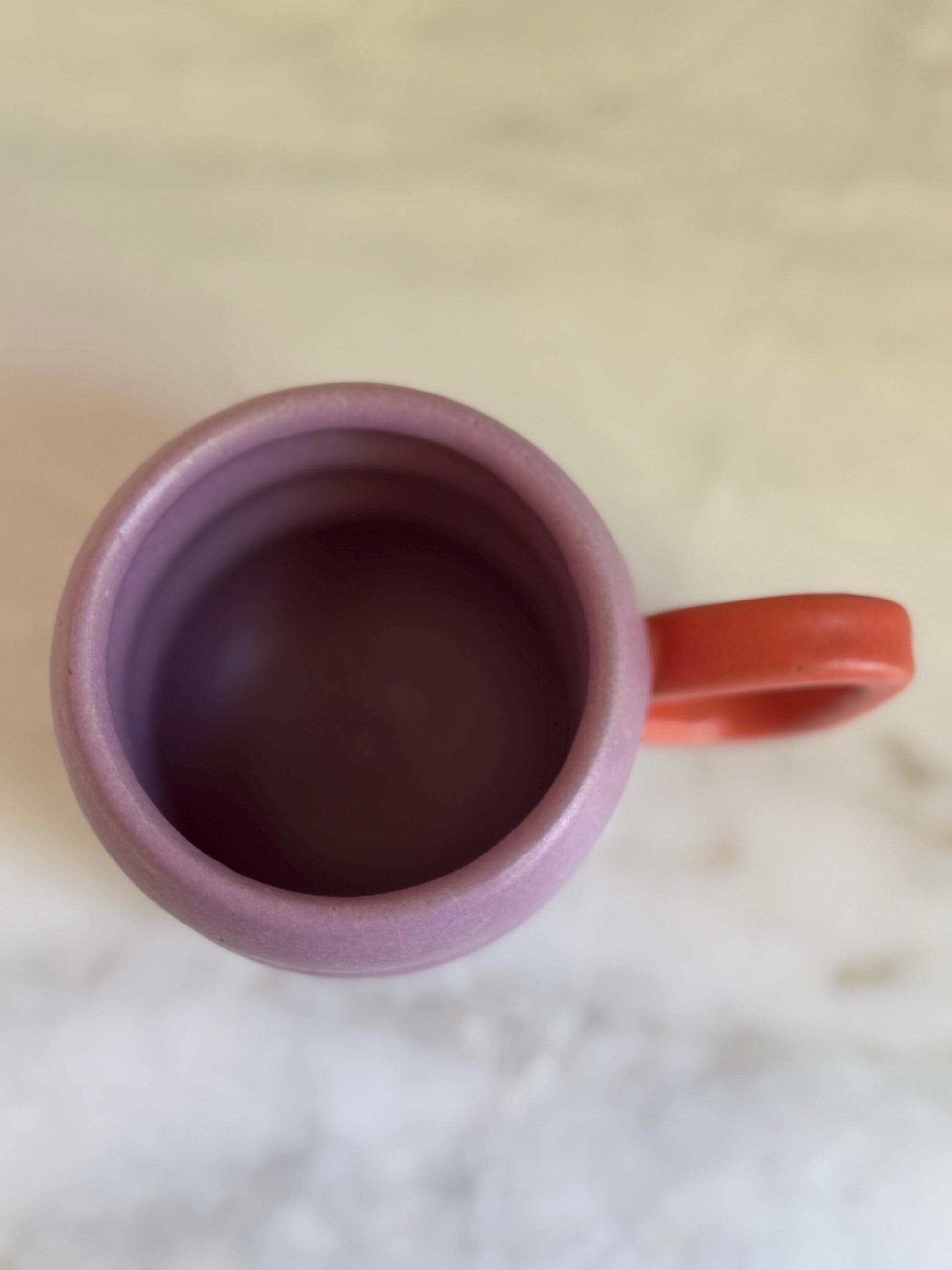 Handmade Two-Tone Mug - Purple/Coral Handle
