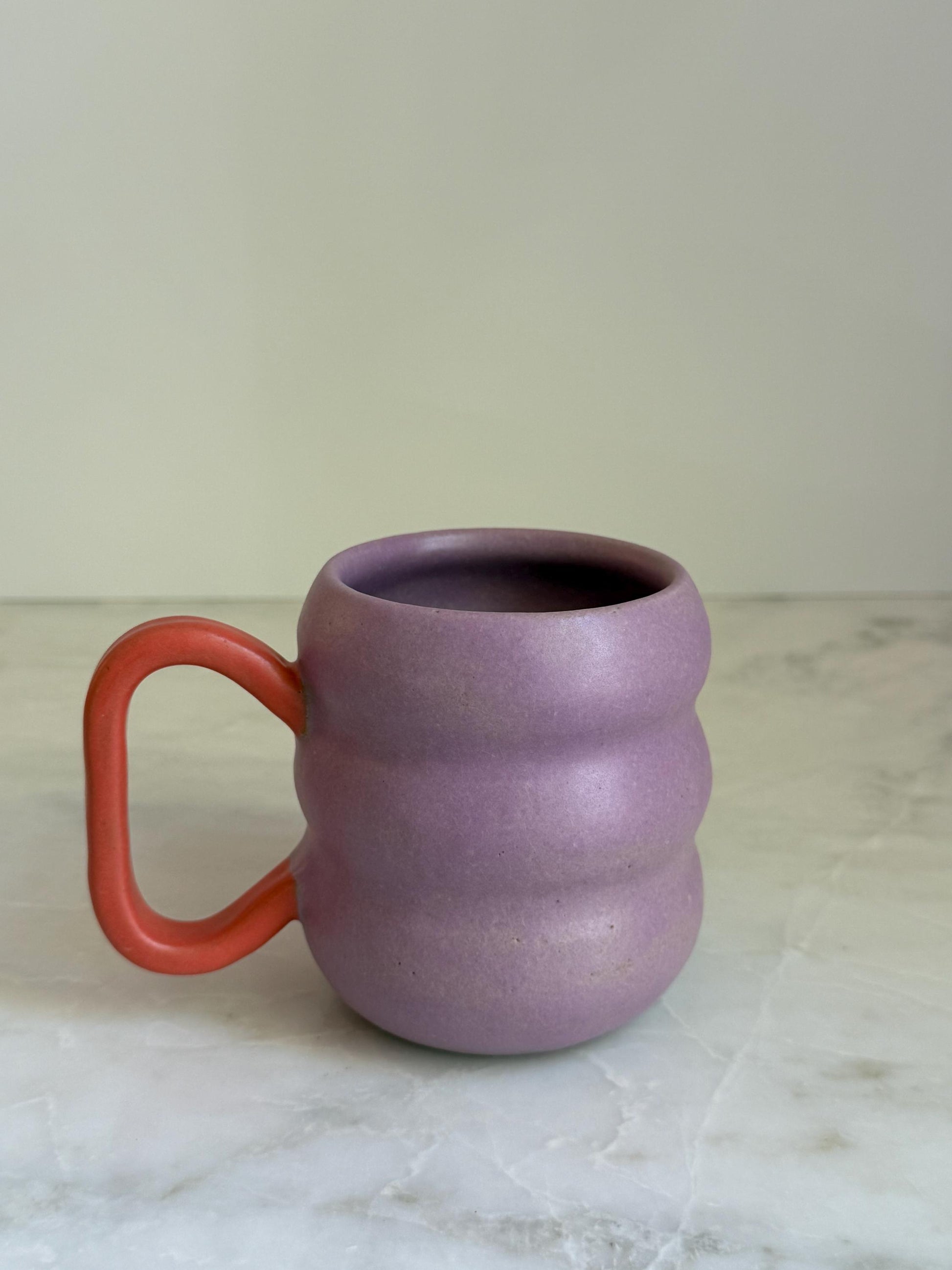 Handmade Two-Tone Mug - Purple/Coral Handle