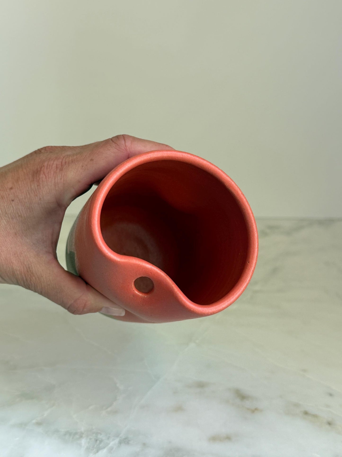 Handmade Ceramic Iced Coffee Cup with Straw