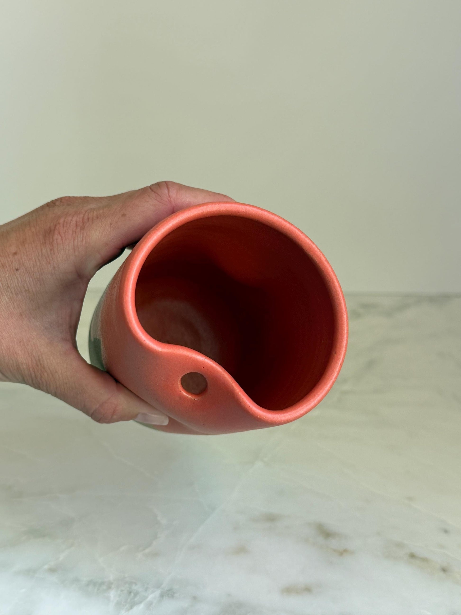 Handmade Ceramic Iced Coffee Cup with Straw