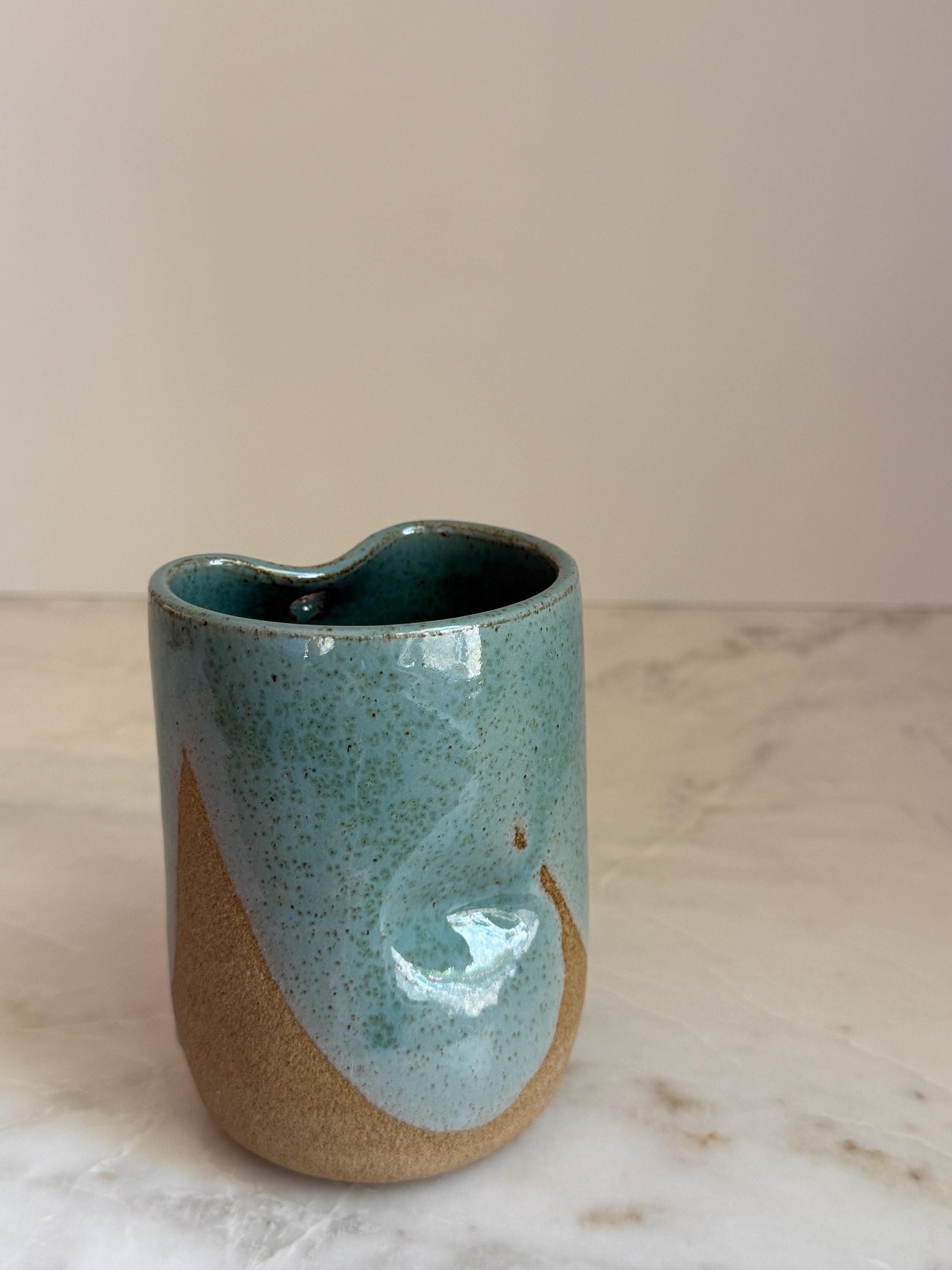 Handmade Ceramic Iced Coffee Cup with Straw