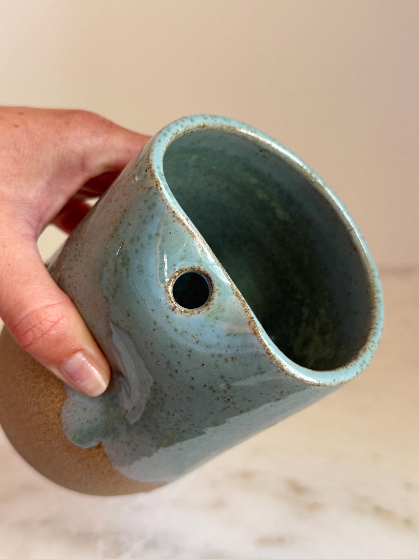 Handmade Ceramic Iced Coffee Cup with Straw