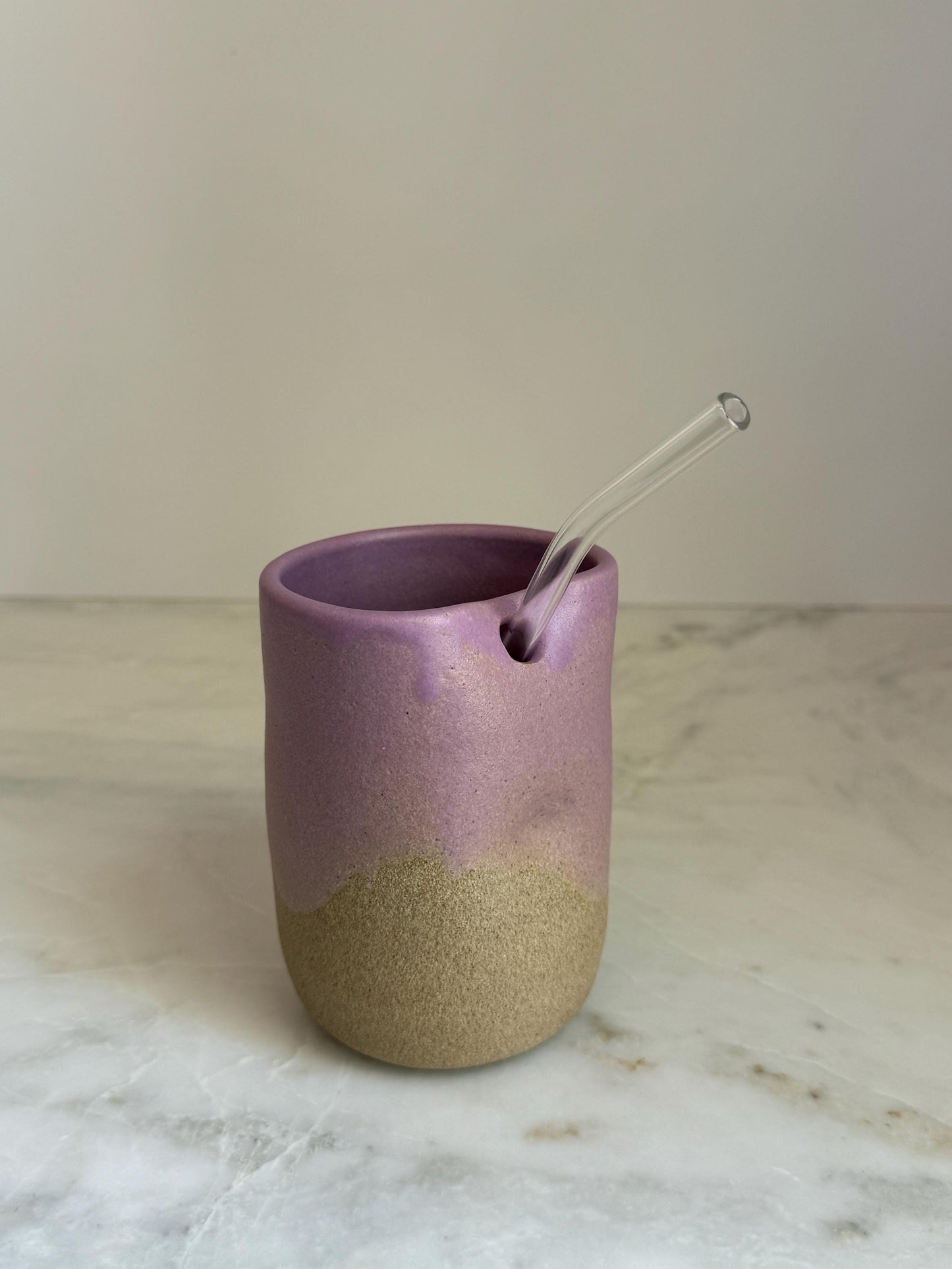 Handmade Ceramic Iced Coffee Cup with Straw