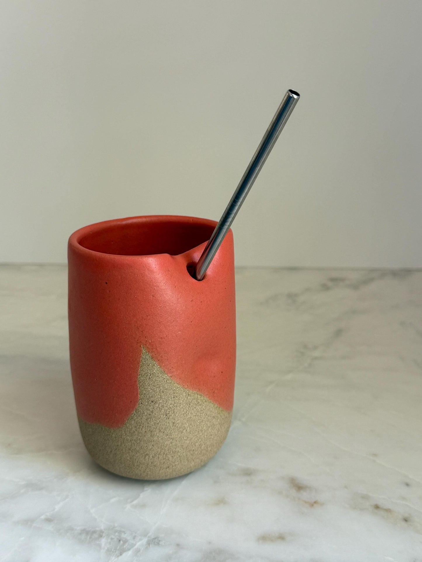 Handmade Ceramic Iced Coffee Cup with Straw