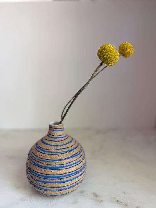 Bottleneck Vase - Electric Blue Spiral
