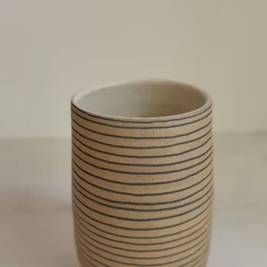 Ceramic Horizontal Striped Vase/Utencil Holder