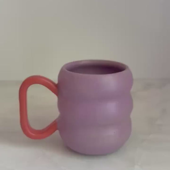 Handmade Two-Tone Mug - Purple/Coral Handle