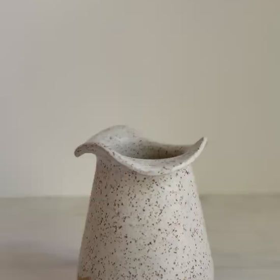 Flared Bloom Ceramic Vase - Speckled Cream
