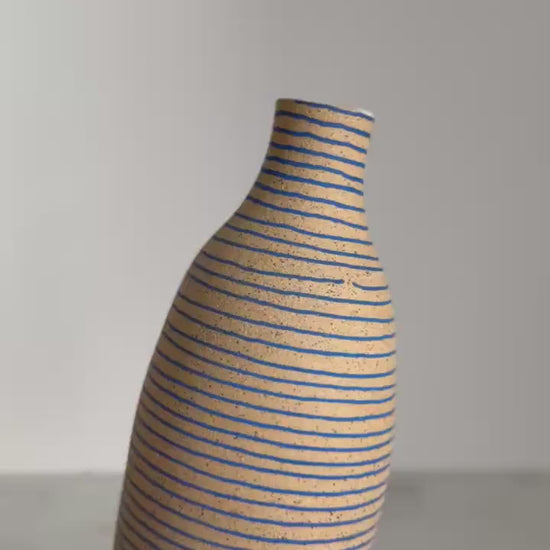 Electric Blue Striped Vase