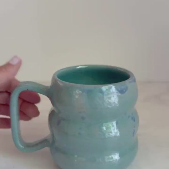 Handmade Ripple Mug - Seafoam